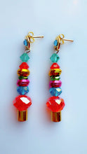 Load image into Gallery viewer, Chrome Washer and Crystal Stack Earrings