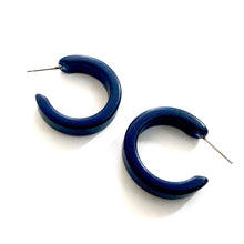 Load image into Gallery viewer, Navy Blue Mini Classic Hoop Earrings