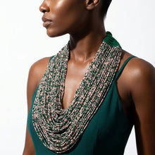 Load image into Gallery viewer, Mixed Pink &amp; Green 100 Strand Bead Necklace