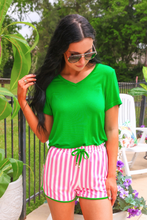 Load image into Gallery viewer, Melon Poppy Stripes Everyday Shorts XL