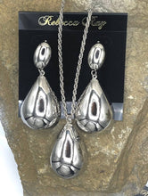 Load image into Gallery viewer, Boho Silver Teardrop Statement Necklace and Earring Set