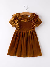 Load image into Gallery viewer, Autumn Brown Velvet Girls Dress