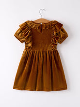 Load image into Gallery viewer, Autumn Brown Velvet Girls Dress