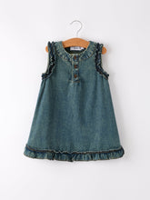 Load image into Gallery viewer, Vintage Denim Ruffle Girls Dress
