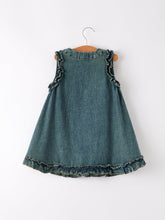Load image into Gallery viewer, Vintage Denim Ruffle Girls Dress