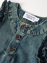 Load image into Gallery viewer, Vintage Denim Ruffle Girls Dress