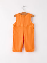 Load image into Gallery viewer, Fall Thanksgiving&amp;Halloween Orange Pumpkin Smock Embroidery Baby Boy Romper