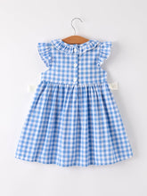 Load image into Gallery viewer, Fall Thanksgiving&amp; Halloween Blue Pumpkin Smock Embroidery Baby Girl Dress