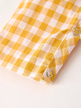 Load image into Gallery viewer, Autumn Thanksgiving Yellow Plaid Turkey Pumpkin Embroidery Smock Boys Romper