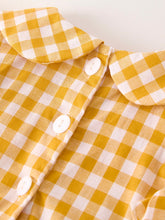 Load image into Gallery viewer, Autumn Thanksgiving Yellow Plaid Turkey Pumpkin Embroidery Smock Girl Dress