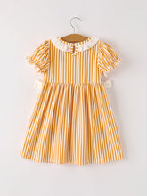 Load image into Gallery viewer, Fall Thanksgiving Orange Pumpkin Smock Embroidery Baby Girl Dress