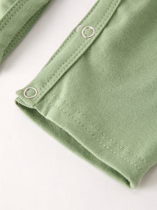 Fall Thanksgiving Chicken Smock Embroidered Green Boys Romper