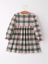 Load image into Gallery viewer, Christmas Embroidery Smocking Bow Plaid Girls Dress