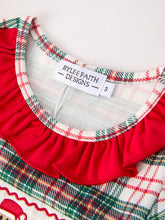 Load image into Gallery viewer, Christmas Embroidery Smocking Bow Plaid Girls Dress