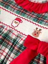 Load image into Gallery viewer, Christmas Embroidery Smocking Bow Plaid Girls Dress
