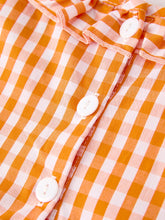 Load image into Gallery viewer, Fall Embroidered Dress for Girls – Orange Checkered with Halloween Details