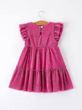 Load image into Gallery viewer, Girls Pink Bow Print Short Sleeve Dress