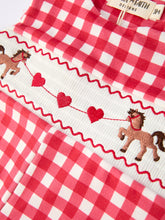 Load image into Gallery viewer, Valentine's Day Plaid Heart Embroidered Pony Boys' Romper
