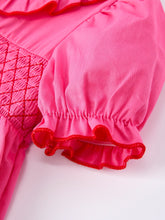 Load image into Gallery viewer, Valentine's Day Hot Pink Ruffle Collar Heart Applique Girls Dress