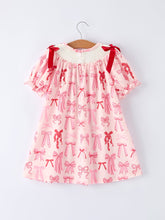 Load image into Gallery viewer, Girls' Valentine's Day Heart Bow Embroidered Dress