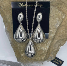 Load image into Gallery viewer, Boho Silver Teardrop Statement Necklace and Earring Set
