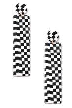 Load image into Gallery viewer, Checkered Rectangle Bar Geo Earrings