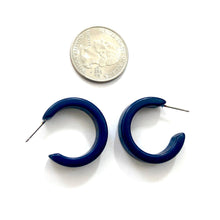 Load image into Gallery viewer, Navy Blue Mini Classic Hoop Earrings