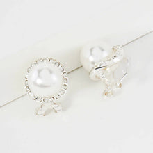 Load image into Gallery viewer, Crystal-Pave Pearl Clip-On Earrings