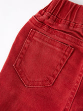 Load image into Gallery viewer, Girls Red Bow Flared Elastic Denim Pants
