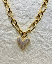 Load image into Gallery viewer, Chunky Gold Heart Statement Charm Necklace