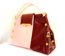 Load image into Gallery viewer, Blush and Chocolate Patent Leather Handbag