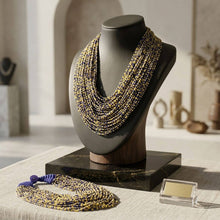 Load image into Gallery viewer, Mixed Blue &amp; Yellow 100 Strand Bead Necklace