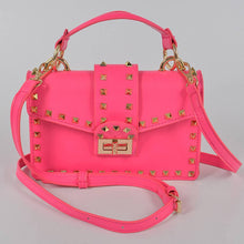 Load image into Gallery viewer, Studded Top Handle Clutch, mustard