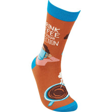 Load image into Gallery viewer, I Drink Coffee For Your Protection Socks