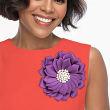 Load image into Gallery viewer, Flower Brooch w/pearls - Purple