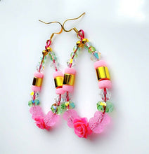 Load image into Gallery viewer, Ear Candy Green and Pink Rose