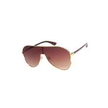 Load image into Gallery viewer, Shield Metal Aviator Sunglasses – Gold / Brown Gradient