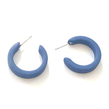 Load image into Gallery viewer, Slate Blue Velvet Mini Classic Hoop Earrings