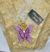 Load image into Gallery viewer, Boho Crystal Butterfly Necklace, Purple