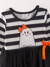 Load image into Gallery viewer, Fall Halloween Ghost Baby Girls Tutu Skirt Long Sleeve Stripe Dress