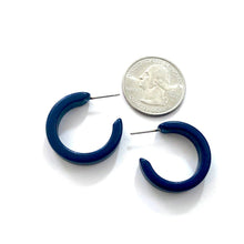Load image into Gallery viewer, Navy Blue Mini Classic Hoop Earrings