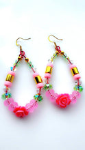 Load image into Gallery viewer, Ear Candy Green and Pink Rose