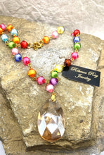 Load image into Gallery viewer, Colorful Beaded Necklace with Crystal Pendant