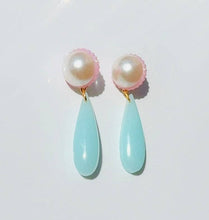 Load image into Gallery viewer, Big Pearl Pink and Blue Ear Candy