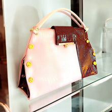 Load image into Gallery viewer, Blush and Chocolate Patent Leather Handbag