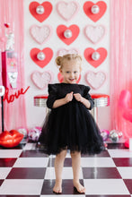 Load image into Gallery viewer, Black Shimmer 3/4 Sleeve Tutu Dress