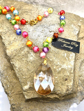 Load image into Gallery viewer, Colorful Beaded Necklace with Crystal Pendant