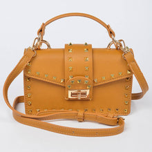 Load image into Gallery viewer, Studded Top Handle Clutch, mustard