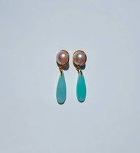 Load image into Gallery viewer, Blush Big Pearl Blue Chandelier Ear Candy