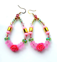 Load image into Gallery viewer, Ear Candy Green and Pink Rose